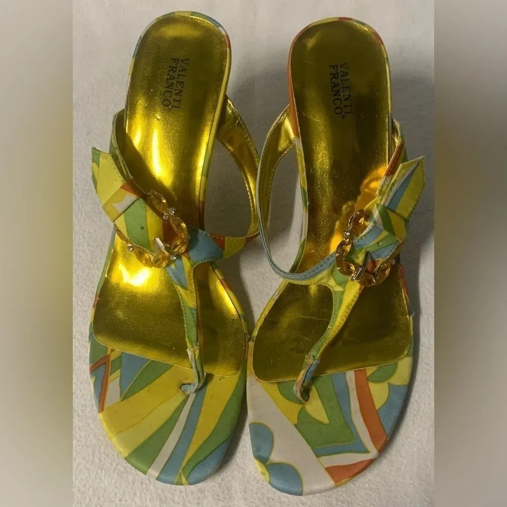 Valenti Franco Womens Nelly Jeweled Open Toe Multicolor Strappy Sandals Sz 8.5 M